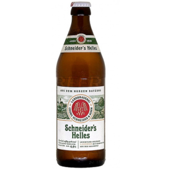 Пиво "ШНАЙДЕР ХЕЛЛЕС" светлое непастеризованное фильтрованное 0,5 л/20 СТЕКЛО 4,9% Германия