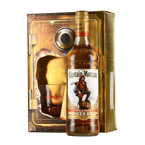 Ром Captain Morgan Spiced Gold Spirit Drink (gift box with 1 glass) 0.7 л
