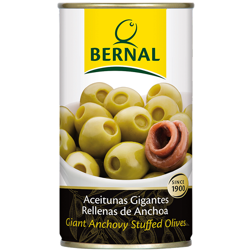 Оливки фарш анчоусом GIGANTE  Bernal ж/б  350гр