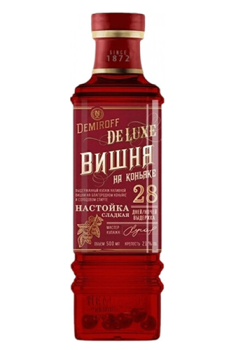 Настойка сладкая "ДЕМИРОФФ "ВИШНЯ НА КОНЬЯКЕ" 0,5 л Россия