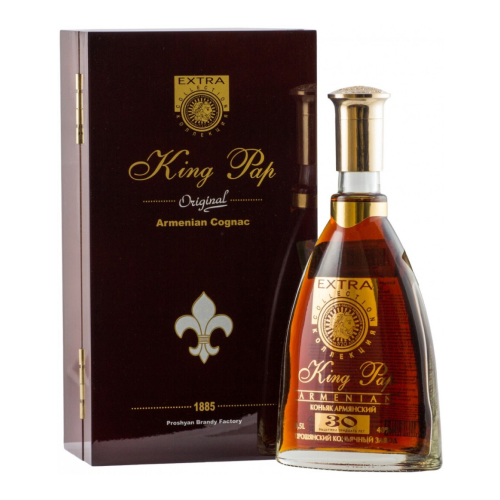 Коньяк "Царь Пап" Экстра 30-летний, в деревянной коробке, 0.5 л