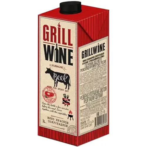 Вино ординарное полусладкое красное "ГРИЛЬВАЙН" 1 л Россия тетра пак