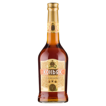 Коньяк Российский Три звездочки трехлетний 40% 0,5 л
