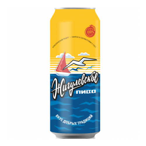 Пиво Жигулевское светлое фильтрованное непастеризованное 4,5%, в жестяной банке, 0,45 л