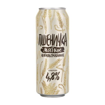 Пиво Пшеничка Мягкое Нефильтрованное светлое 4.8% 0.45л ж/б