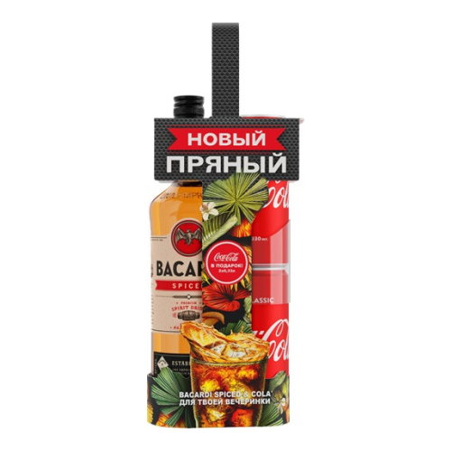 Ром "Bacardi" Spiced, gift box with 2 Coca-Cola, 0.7 л