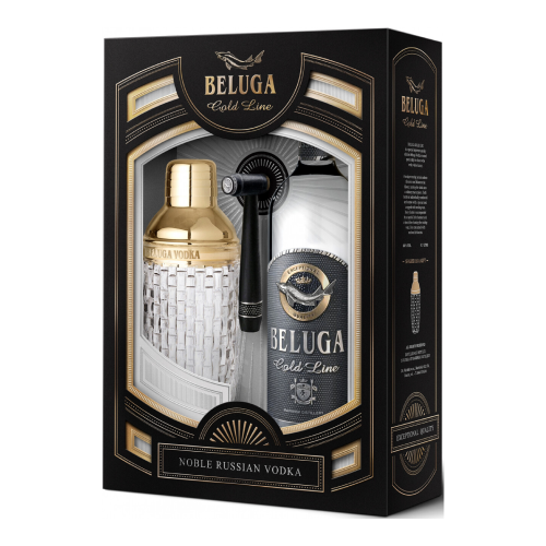 Водка "Белуга" Золотая Линия, в подарочной коробке с шейкером, 0.75 л