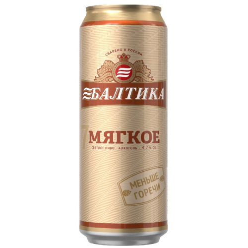 ПИВО БАЛТИКА МЯГКОЕ ПРЕМИУМ №7 ПАСТЕРИЗОВАННОЕ 0,45 Л 4,7%