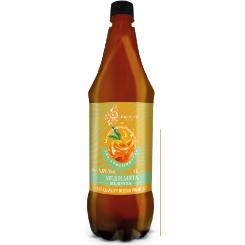Медовуха "МАРУСЯ Мед и мята" нефильтрованная осветленная пастеризованная  1 л/6 ПЭТ 5,5% Россия