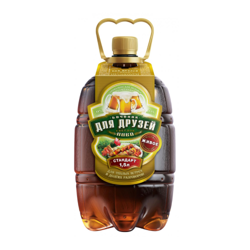 Пиво Бочонок для друзей Живое светлое 4.5% 1.5л