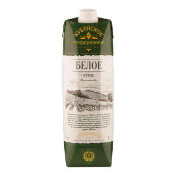 Вино "Кубанское Традиционное" Белое сухое, Тетра Призма, 1 л