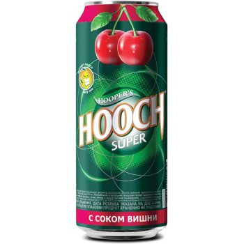 Пивной напиток "Хуууч Супер с соком вишни " пастеризованный 0,45 л/12 БАНКА 6,5% Россия