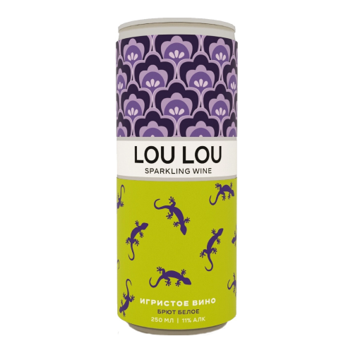 Игристое вино "Lou Lou" White Brut, in can, 250 мл