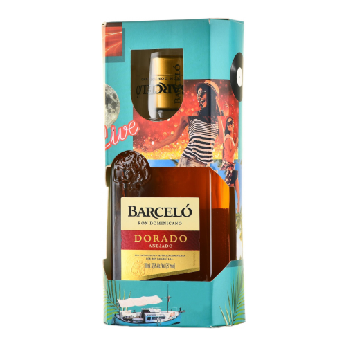 Ром Ron Barcelo, Dorado Anejado, gift box with glass, 0.7 л