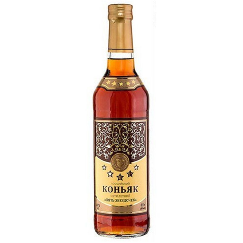 Коньяк Российский Пять Звездочек пятилетний 40% 0.5л
