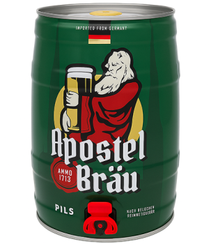 Пиво светлое пастеризованное фильтрованное "Апостел Брау Пилс" 5 л/2 жест. БОЧОНОК 5%  Германия
