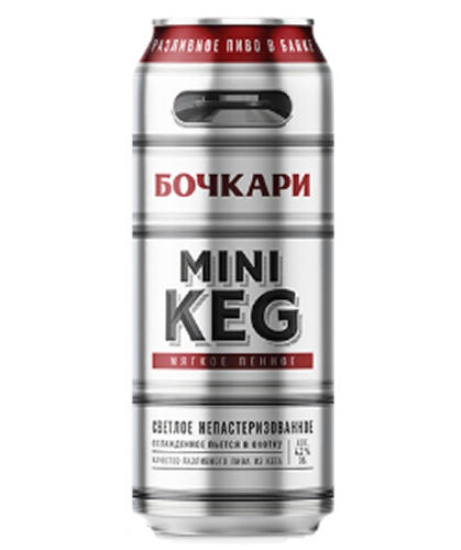 Пиво светлое непастеризованное фильтрованное "МИНИ КЕГ" 0,45 л ж/б 4,2% Россия