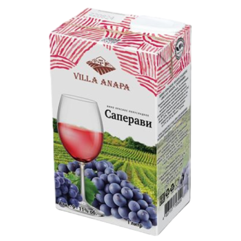 Вино красное полусладкое "ВИЛЛА АНАПА. САПЕРАВИ" 1 л тетра пак Россия