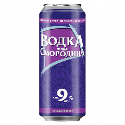 Пивной напиток Очаково, Водка-Черная Смородина, в жестяной банке, 0.45 л