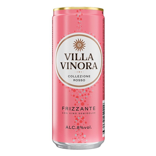 Вилла Винора фризанте семидолче розовая коллекция 8% 0.33л ж/б газ.