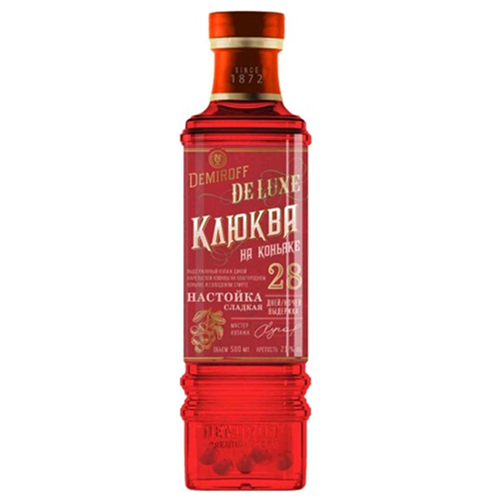Настойка сладкая "ДЕМИРОФФ "КЛЮКВА НА КОНЬЯКЕ"  0,25 л Россия