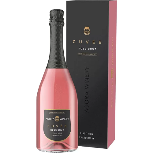 Игристое вино "Agora Cuvee" Pinot Noir Chardonnay Brut, gift box
