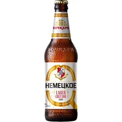Пиво Бочкари, "Немецкое" Светлое, 0.44 л