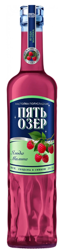 Настойка полусладкая "ПЯТЬ ОЗЕР" ЯГОДА МАЛИНА 0,5 л Россия