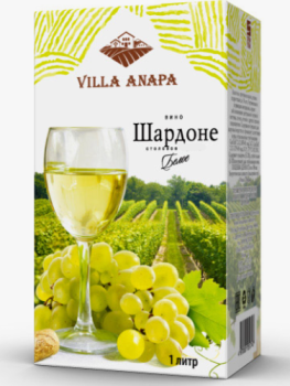 Вино белое полусладкое "ВИЛЛА АНАПА. ШАРДОНЕ" 1 л тетра пак Россия