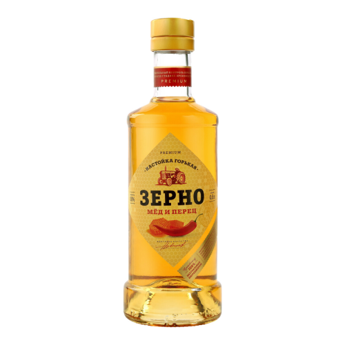Ликер "Зерно" Мед и Перец, Настойка горькая, 0.5 л