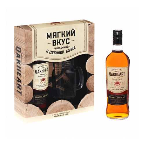 Ром Bacardi OakHeart, with glass, gift box, 1 л