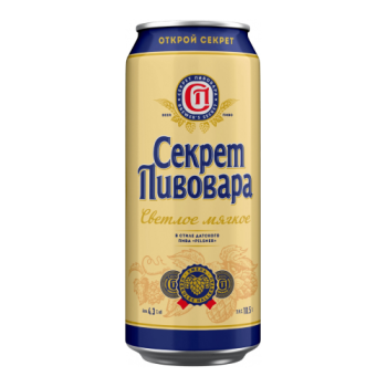 Пиво "Секрет Пивовара" Мягкое, в жестяной банке, 0.45 л