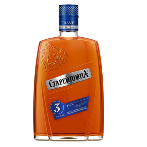 Коньяк трехлетний "Старейшина ТРЭВЕЛ" 0,5 л Россия