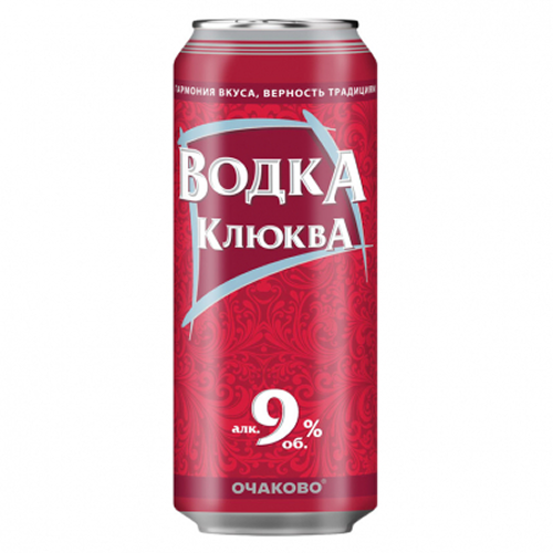 Пивной напиток Очаково, Водка-Клюква, в жестяной банке, 0.45 л