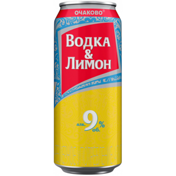 Пивной напиток Очаково, Водка-Лимон, в жестяной банке, 0.45 л