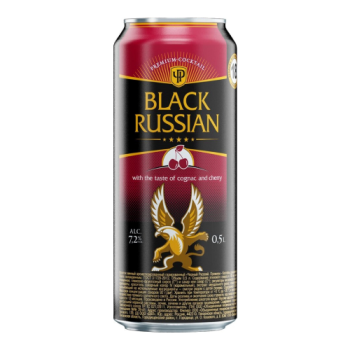 Коктейли "Black Russian" Cocktail with Cognac and Cherry taste, in can, 450 мл