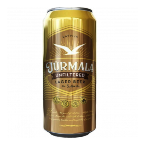 Пиво "Юрмала Анфилтерд Лагер Бир" свет. нефильтр. 0,5л. 5,4% ж/б