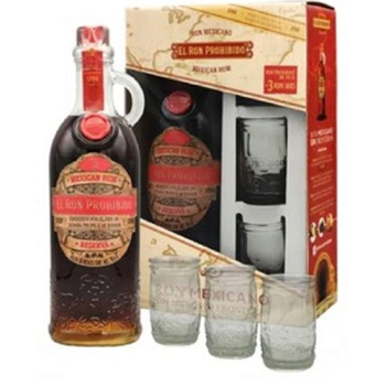 Ром "Эль Рон Прохибидо Ресерва 12" п/у +3 бокала 0,7 л Мексика
