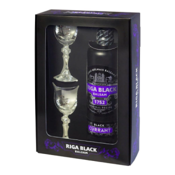 Ликер Riga Black Balsam Currant, gift box with 2 glass, 0.5 л