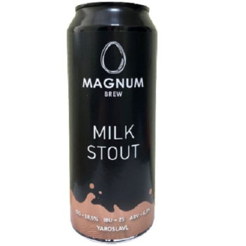 Пиво МАГНУМ Милк Стаут-1 темное непастер нефильтрованное неосветленное 0,45л/12 БАНКА  6,3% Россия