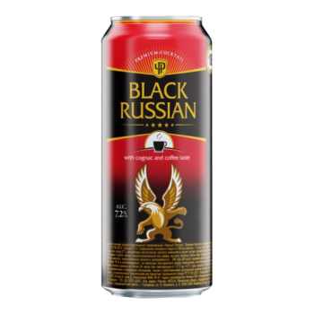 Коктейли "Black Russian" Cocktail with Cognac and Coffee taste, in can, 450 мл