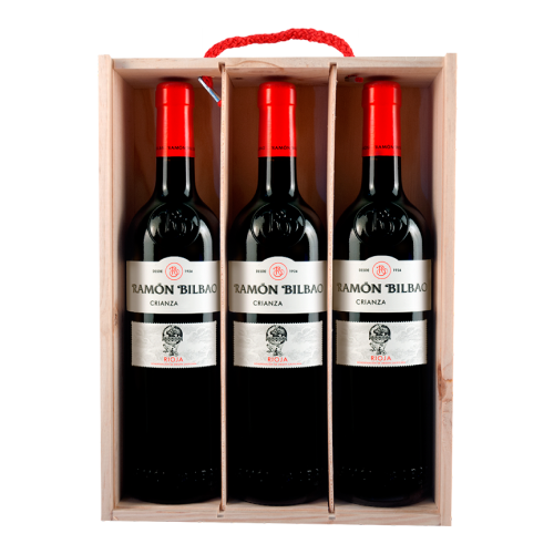 Вино Ramon Bilbao, Crianza, Rioja, Set of 3 bottles, in wooden box