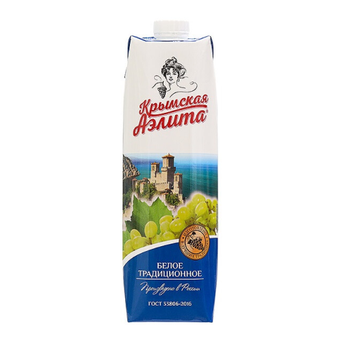 Вино "Крымская Аэлита" Белое Традиционное, Тетра Призма, 960 мл