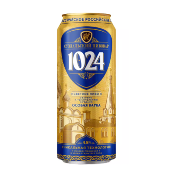 Пиво СУЗДАЛЬСКИЙ ПИВОВАР 1024 ОСОБОЕ СВЕТЛ. ФИЛЬТР. ПАСТЕР. Ж/Б. 0,45Л