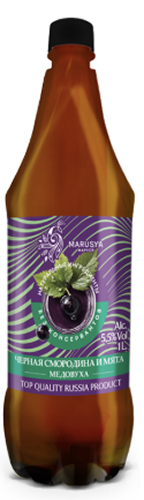 Медовуха "МАРУСЯ Черная смородина и мята" фильтрованная пастеризованная  1 л ПЭТ 5,5% Россия