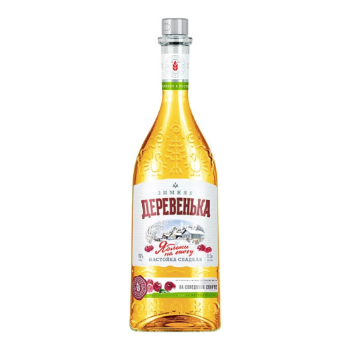 Ликер "Зимняя деревенька" Яблоки на снегу, настойка сладкая, 0.5 л