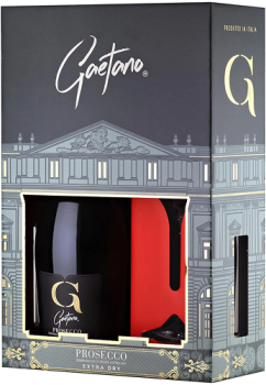 Игристое вино сухое белое Просекко Экстра Драй Гаэтано п/у+бокал 0,75 л Италия