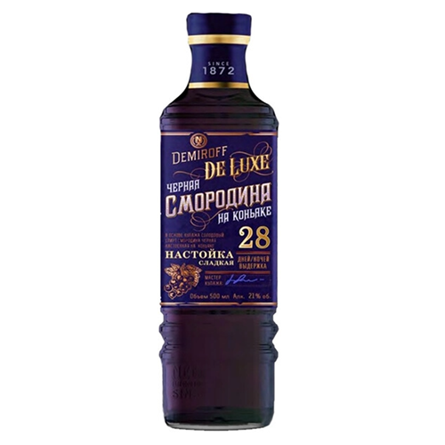 Настойка сладкая "ДЕМИРОФФ "ЧЕРНАЯ СМОРОДИНА НА КОНЬЯКЕ" 0,5 л Россия
