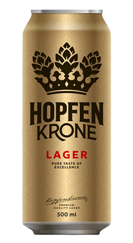 Пиво светлое пастеризованное фильтрованное "Хопфенкроне Лагер" 0,5 л/24 банка 5%  