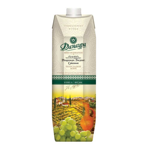 ДАНАУРИ вино белое п/сл ординарное 11,6% 1л т/пак